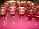 Etched Cranberry Glass-49pc Set