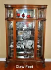 Oak China Cabinet w/ Claw Feet