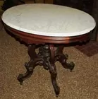 Walnut Marble Top Parlor Table  Braun & Helmer