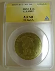 US GOLD: $10, Liberty Cap, 1800 AU50 details, clea