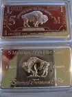 1 Troy Oz 24K 5 Microns Gold Plated Buffalo Bar