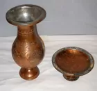 Chased Copper Compote and Vase