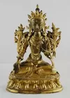 18C. Gilt Bronze Tibetan 7 Eye Buddha