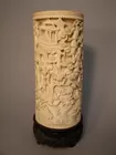 Finely carved ivory brush pot