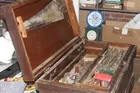 Old Wooden Tool Trunk with Tools