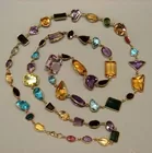 14K Yellow Gold Multi-Color Stone Necklace