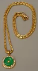 18K Yellow Gold Jade Pendant on Chain