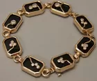 14K Yellow Gold Onyx and Diamond Bracelet