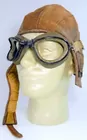 Military Aviator Brown Leather Skull Cap