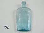 Blue ribbed flask, Louisville Glass Works, Eagle
