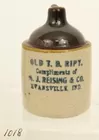 Mini brown & white advertising jug Old T. B. Ripy 