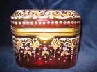 Cranberry Glass Casket Enameled