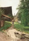 William Forsyth--Munich Scene with Woman & Boat!
