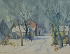 E.K. Williams Watercolor-Brown County Street Scene