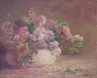 T.C. Steele--Pastel Still Life: Peonies
