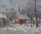Derk Smit-Brown County Church in Winter w/Figures