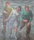 Large Vertical Harry Davis Skaters Painting