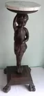 Antique Carved Oak Cherub Stand