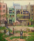 Randolph Coats Tenement Alley Oil Painting