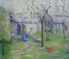 Elmira Kempton Oil Painting with Cabin & Figure