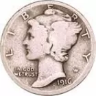 10C, Mercury 1916-D
