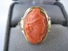 Ring-Antique Carved Coral Cameo set in gold