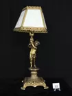 Figural Brass Table Lamp, KPM Shade