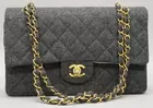Chanel Grey Quilted Flannel Handbag