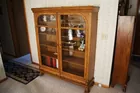 Antique Oak Glass Door Bookcase