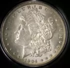 1904 Morgan silver dollar