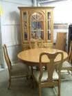 Oak dining table & china cabinet
