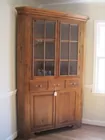 Pine Corner Cupboard w/ Glass Panel Doors