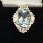 9.50ct Blue Topaz Diamond Platinum Ring
