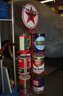 Texaco oil can rack and oil cans