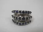 18K White Gold & Sapphire Ring w/ Diamonds 