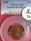 1955 DDO Lincoln Cent PCGS XF45