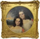 Fine Oil Painting of 2 Girls, Unsigned