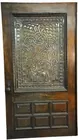 Antq. Bevelled & Leaded Glass Oak Door