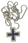 14K Sapph. & Diam. Cross & Chain