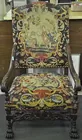 Carved Armchair w/Needlepoint Seat & Back