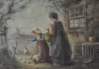 Van Vreeland Watercolor of Dutch Girls