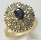 14K Gold Ring w/Sapphire & Diamonds