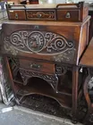 Antq. Oak Dropfront Desk w/Cvd. Face