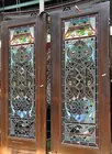 Stained & Jeweled Tall Leaded Glass Doors