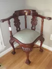 Ornate Mahogany Heavily Carved Corner Chair 
