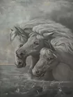 Oil Painting of Horses in Gold Frame, copy