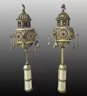 Silver Jerusalem Bezalel Torah Finials