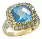 18K Ladies' Ring; Blue Stone, Diamonds
