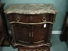 Henredon Burled Walnut Marble Top Console Cabinet 