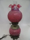 Fenton Cranberry Hobnail Opalescent GWTW Lamp